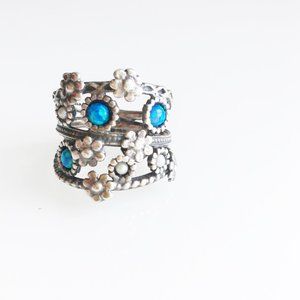 925 Sterling Silver Ring Vivid Blue Stones